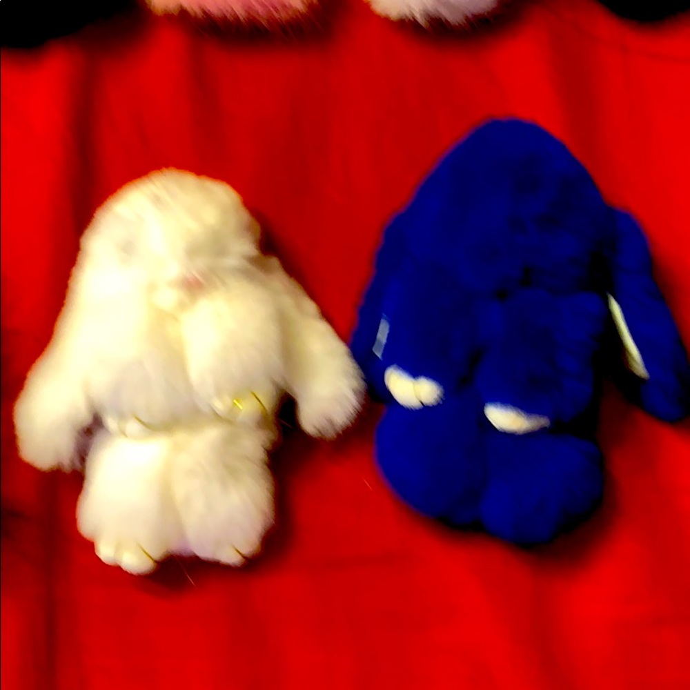 soft leather rabits  feet under the ears pink nose